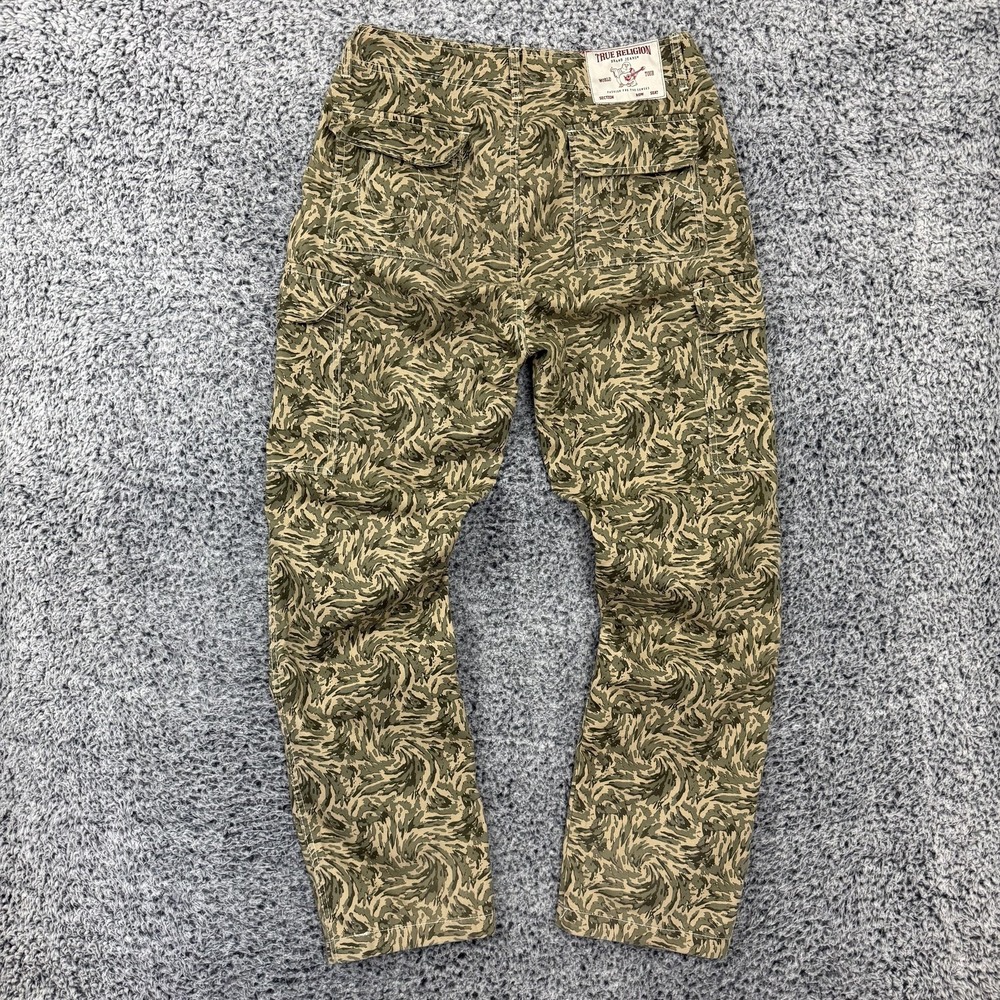True Religion Pants Mens 30x32 Green Camo Cargo Canvas Flap Pockets Streetwear